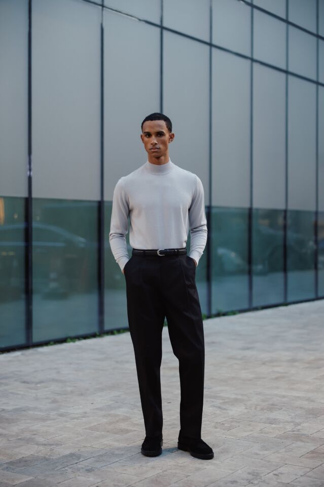 Alata Yarım Balıkçı Triko Gri - XL