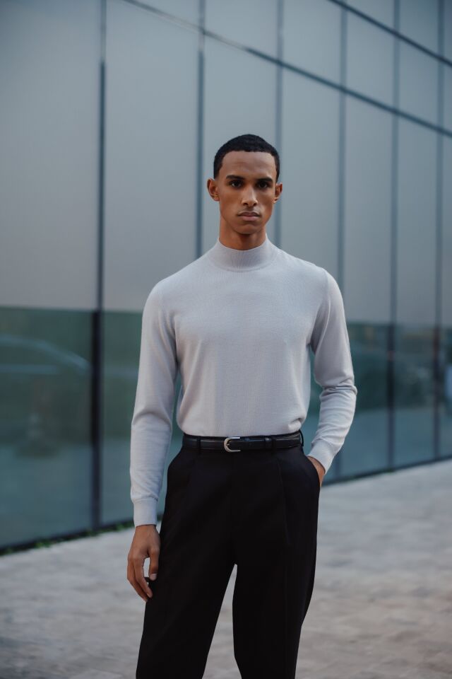 Alata Yarım Balıkçı Triko Gri - XL