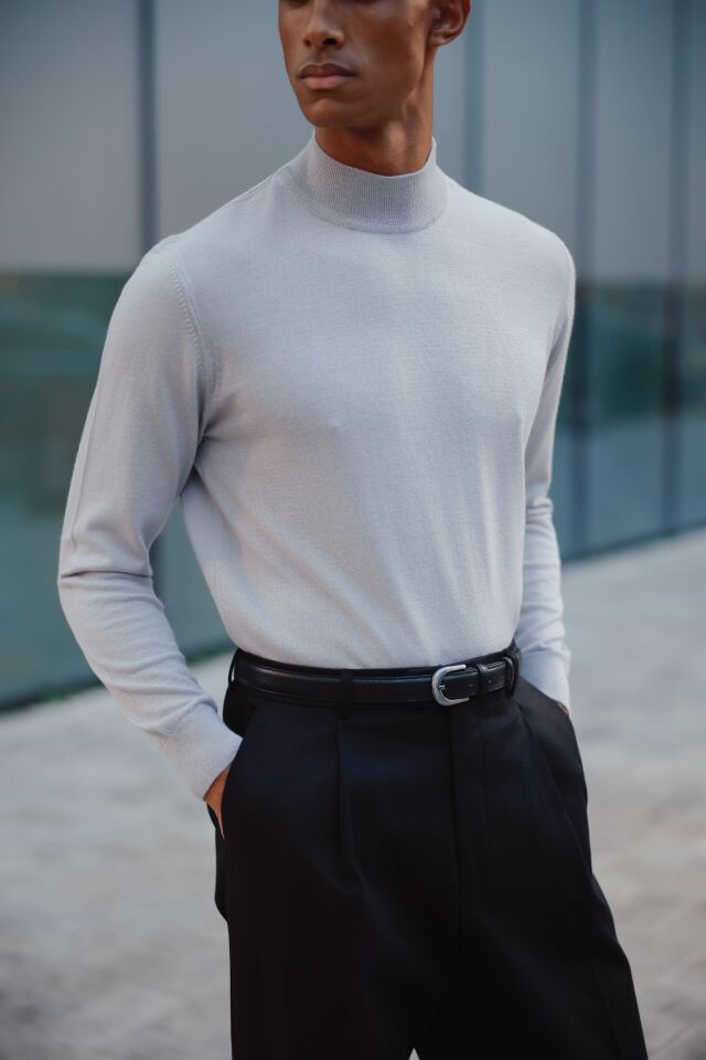 Alata Yarım Balıkçı Triko Gri - XL