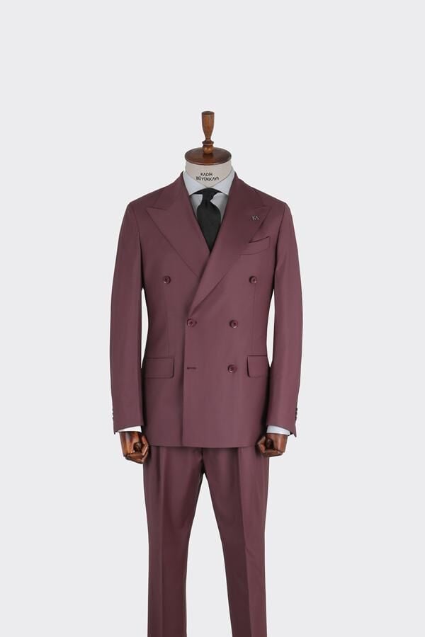 Kruvaze Takım Elbise Mürdüm - 50