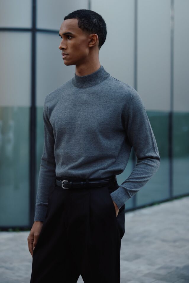 Allure Y.Balıkçı Triko Gri-Melanj - XL