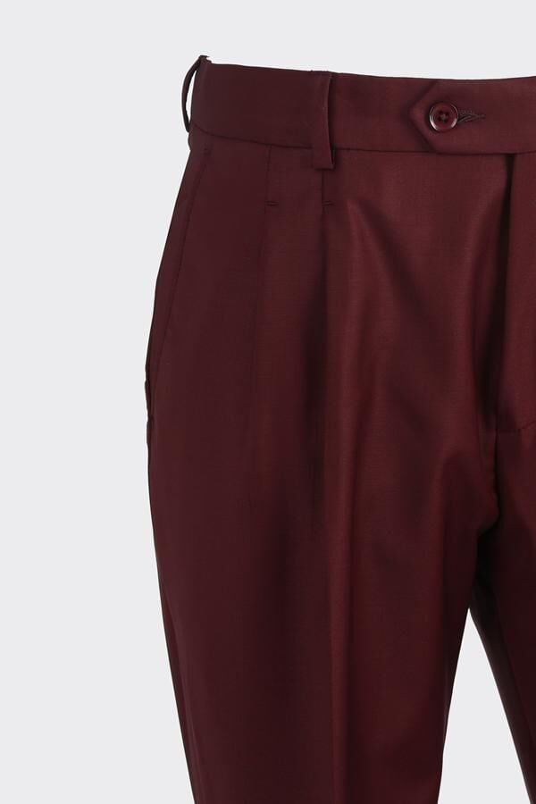 Kruvaze Takım Elbise Bordo - 46