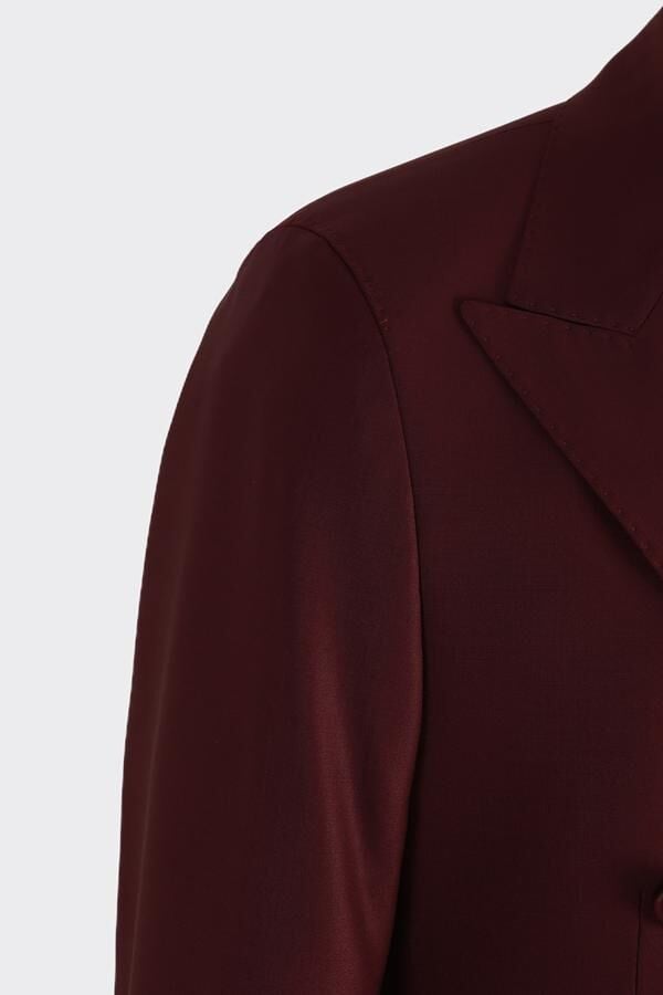 Kruvaze Takım Elbise Bordo - 56
