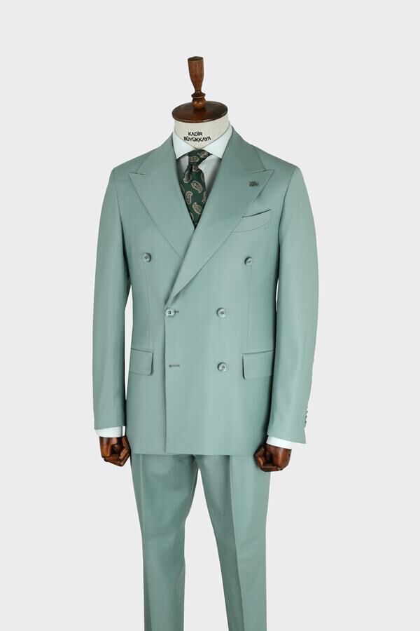Kruvaze Takım Elbise Açık Yeşil - 46