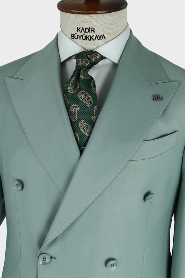 Kruvaze Takım Elbise Açık Yeşil - 50