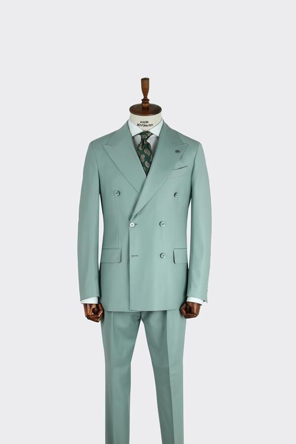 Kruvaze Takım Elbise Açık Yeşil - 52
