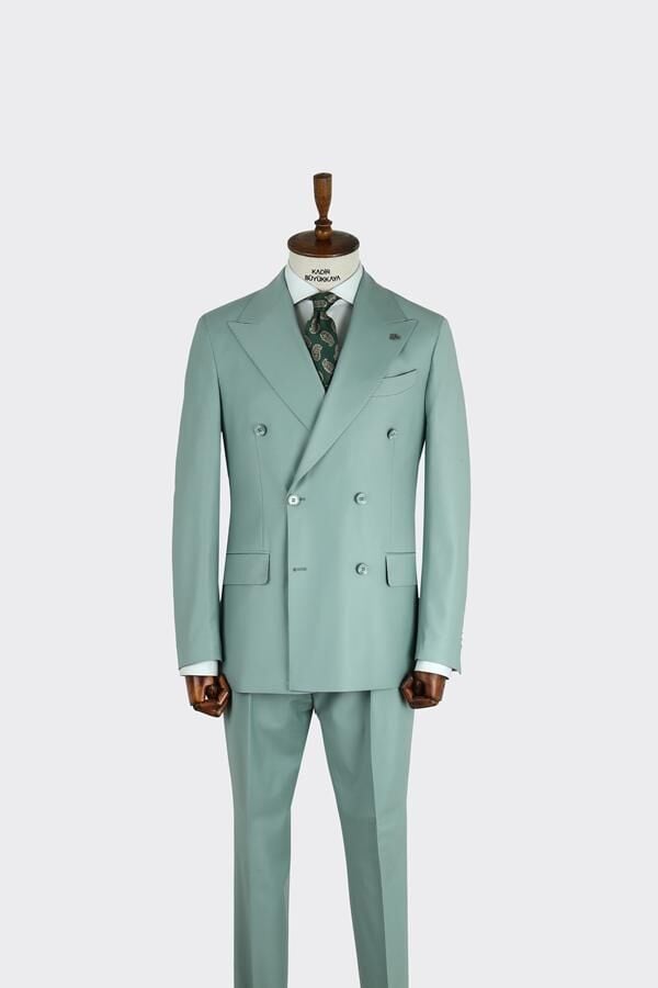Kruvaze Takım Elbise Açık Yeşil - 56