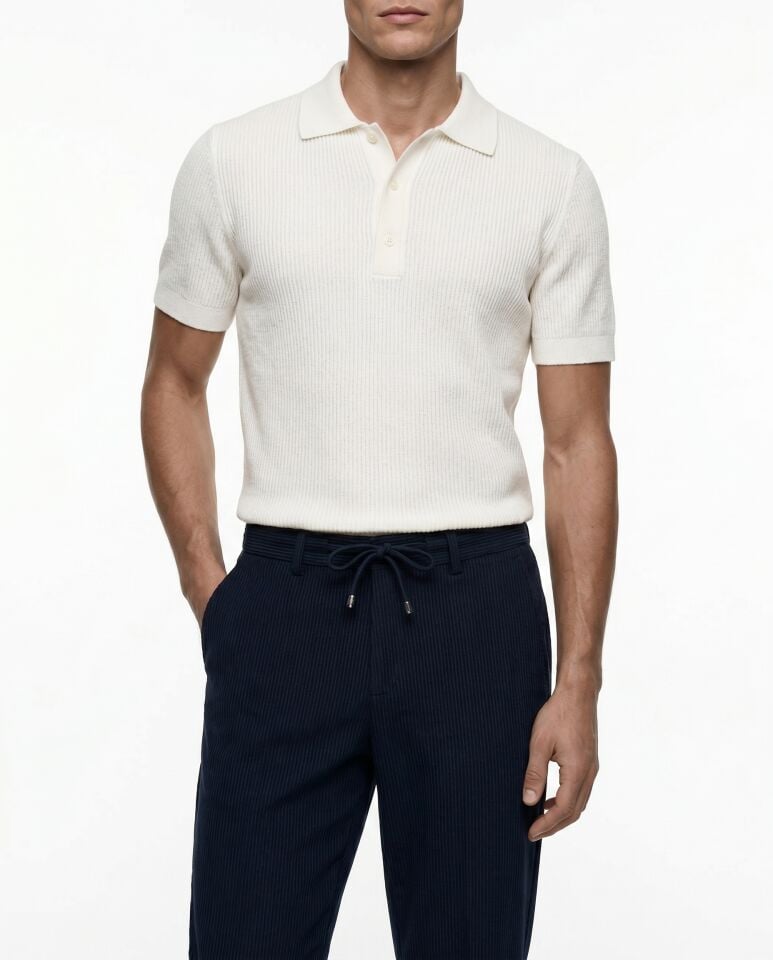 Refined Triko T-Shirt Beyaz - M