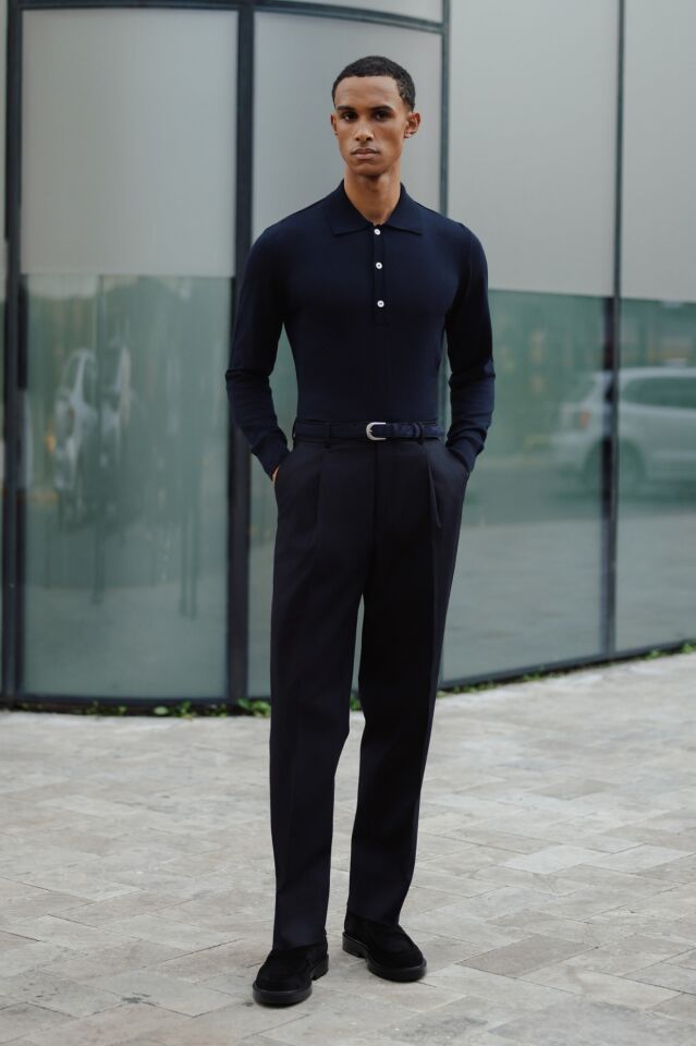 Pearl Polo Yaka Triko Lacivert - XXL