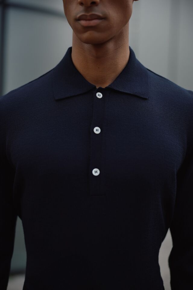 Pearl Polo Yaka Triko Lacivert - XXL