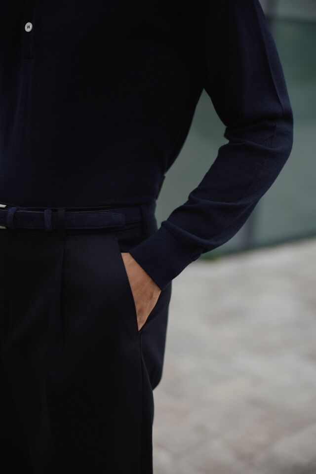 Pearl Polo Yaka Triko Lacivert - XXL