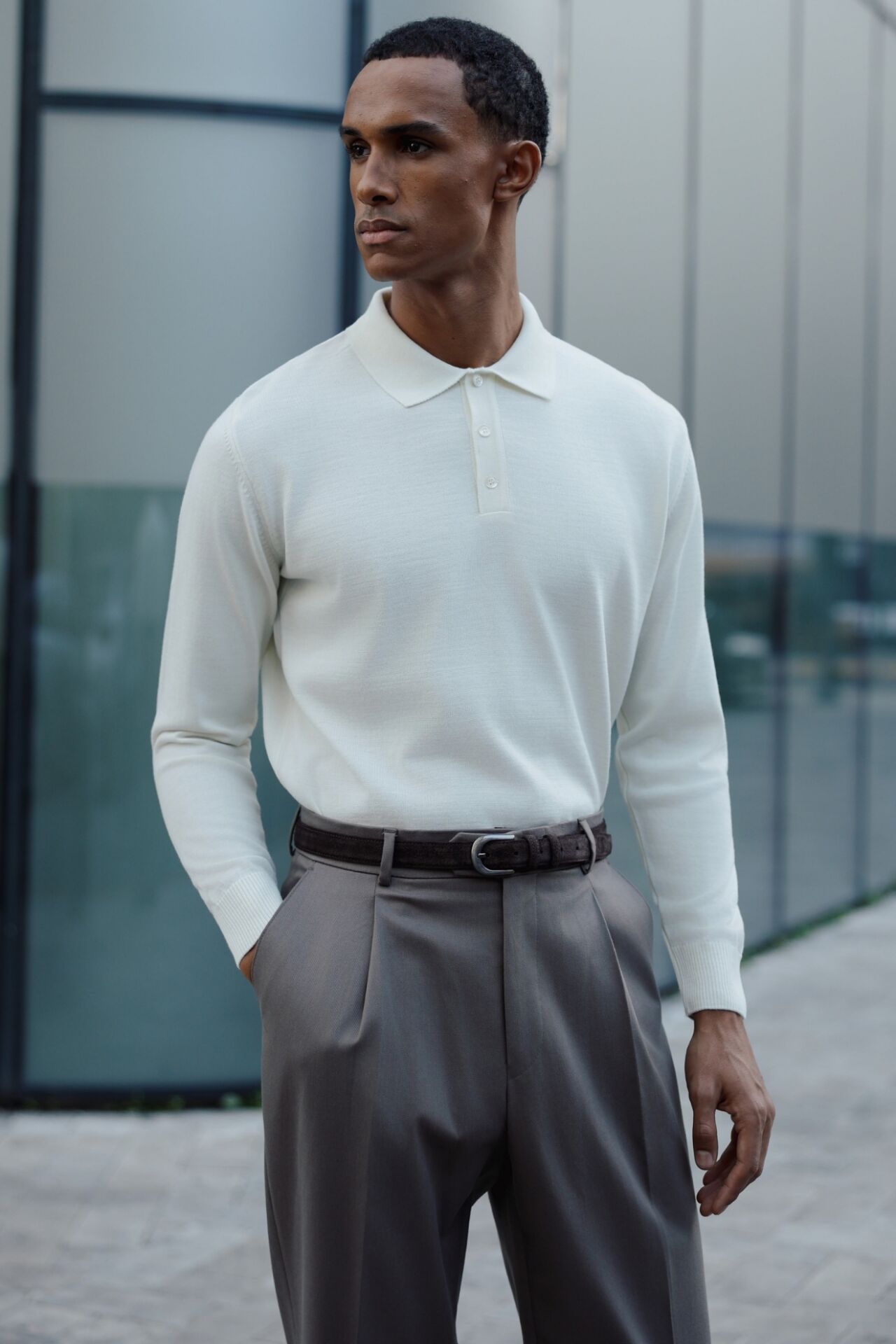 Pearl Polo Yaka Triko Ekru - M