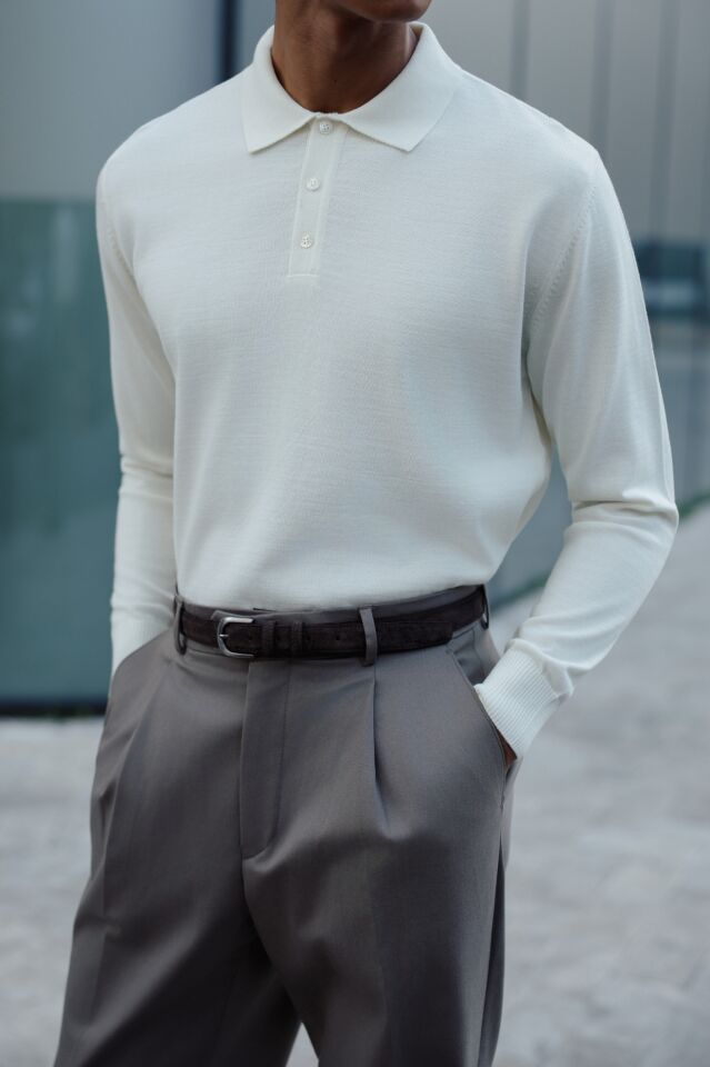 Pearl Polo Yaka Triko Ekru - XL