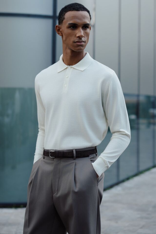 Pearl Polo Yaka Triko Ekru - XXL