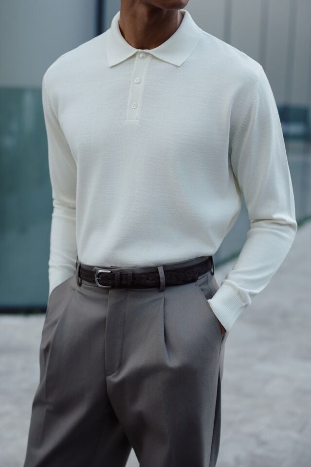 Pearl Polo Yaka Triko Ekru - XXL