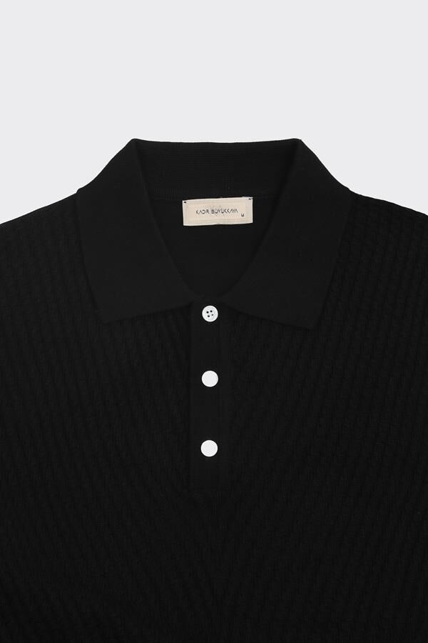 Wınd Polo Yaka Triko Siyah - L