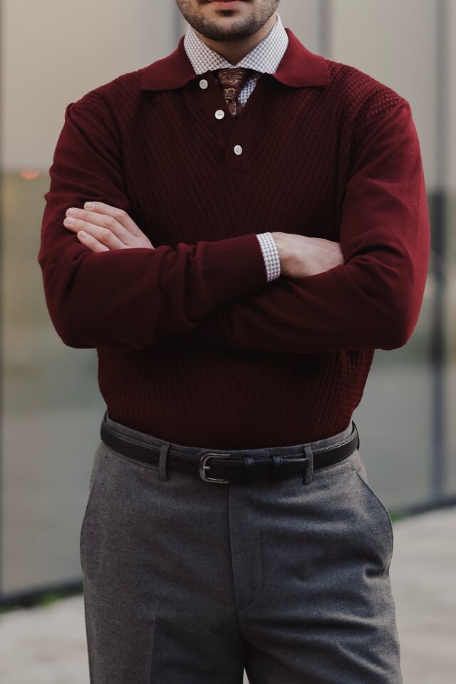 Wınd Polo Yaka Triko Bordo - XL