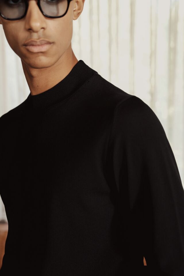 Espresso Balıkçı Triko Siyah - M