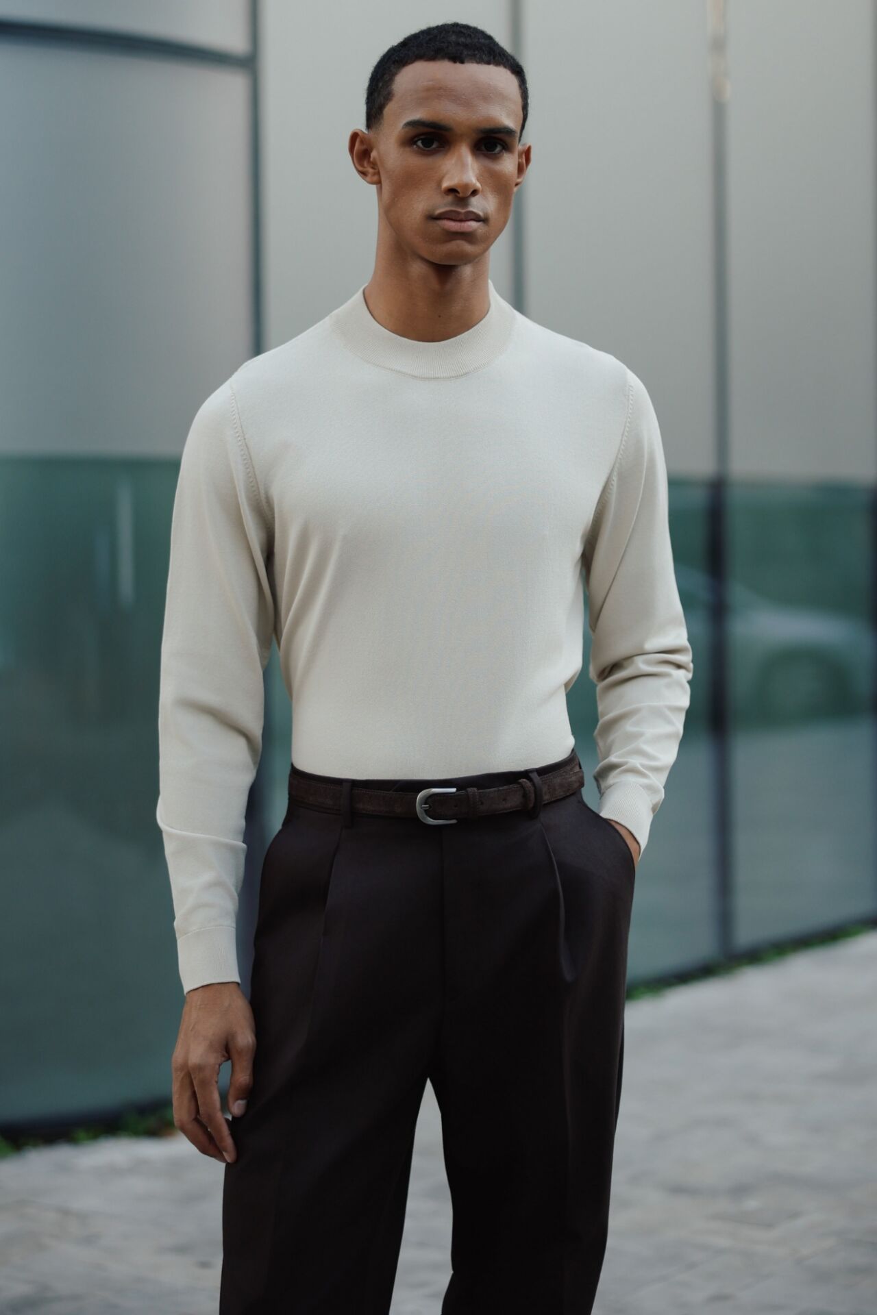 Espresso Balıkçı Triko Bej - M