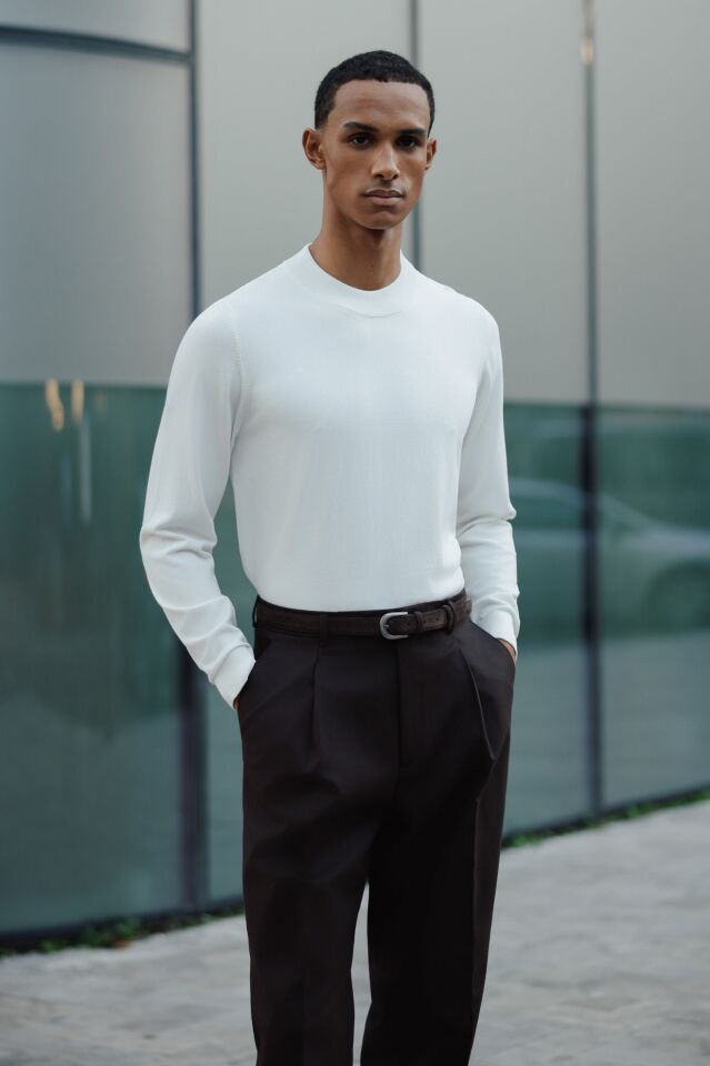 Espresso Balıkçı Triko Ekru - L