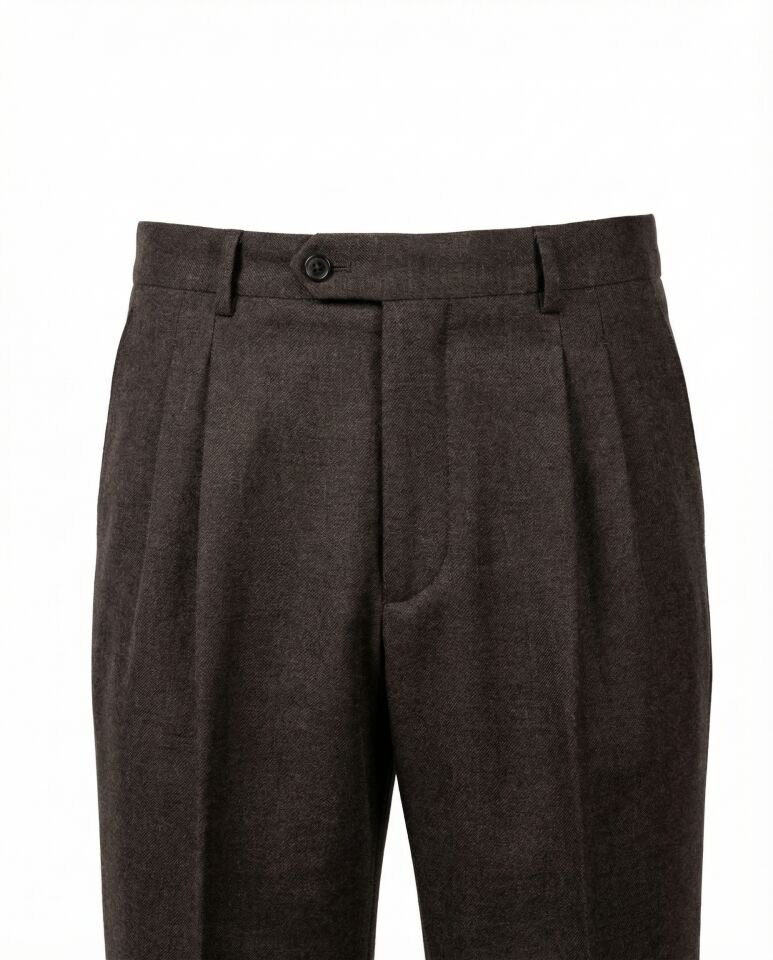 Alata Pileli Pantolon Kahverengi - 48