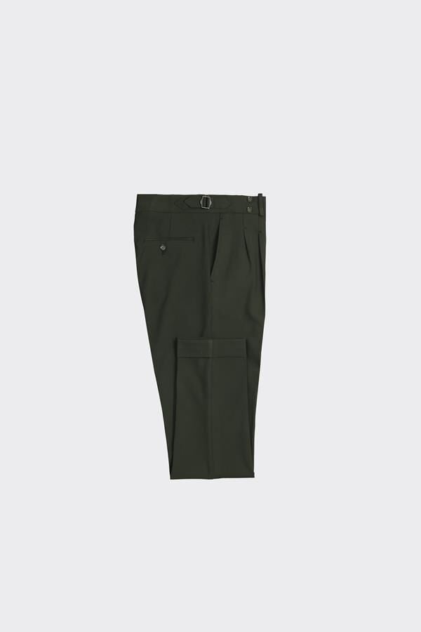 Double Pleat Trousers, Khaki - Size 48