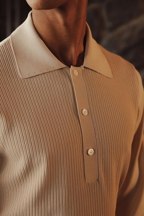 Doppıo Polo Yaka Triko Bej - L