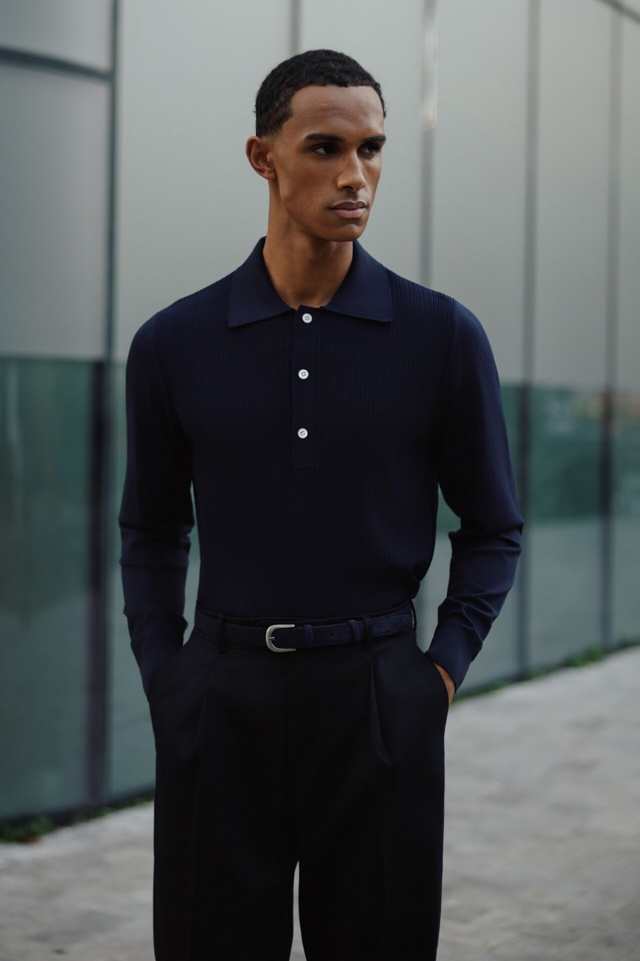 Doppıo Polo Yaka Triko Lacivert - XL