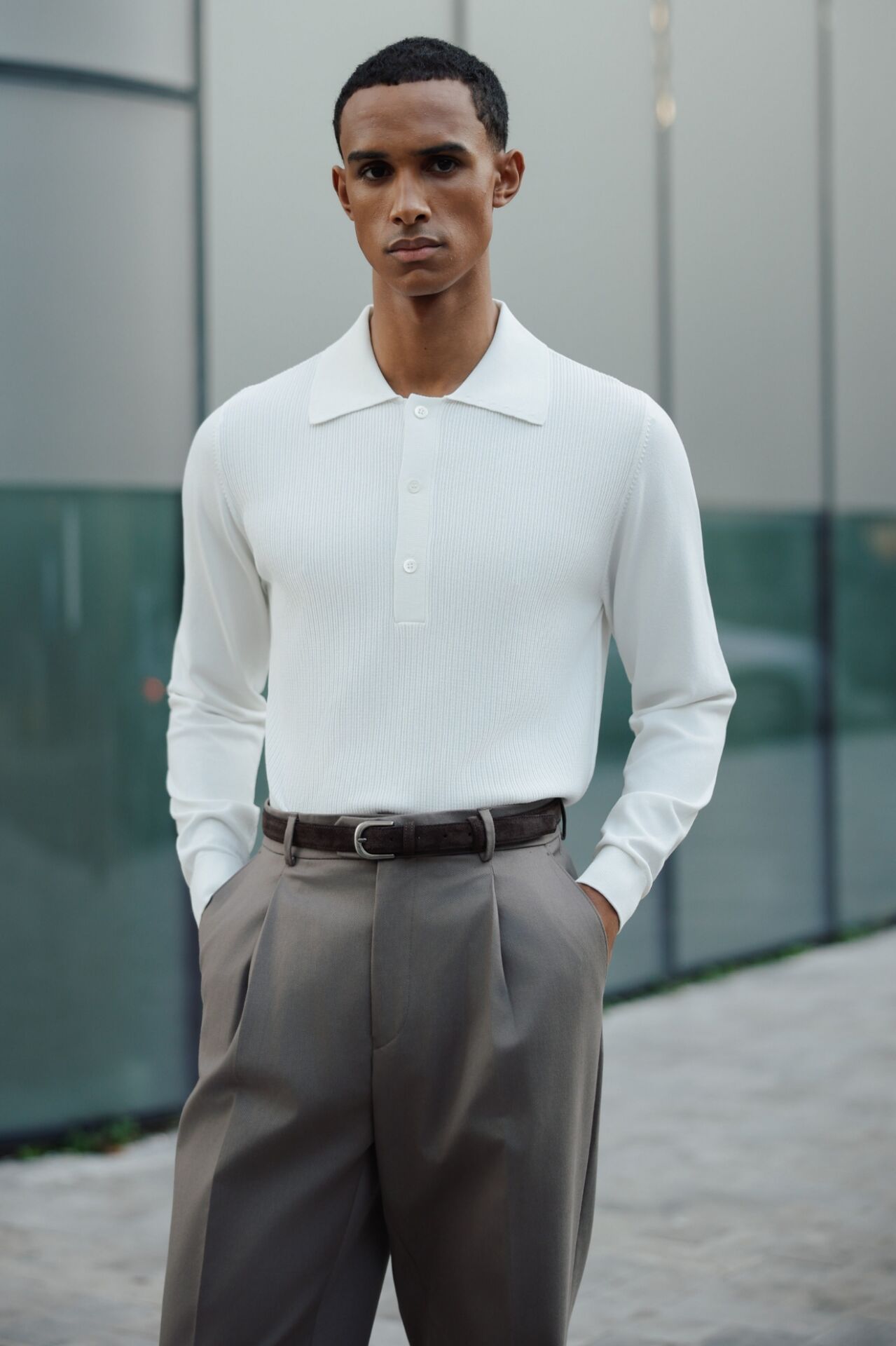 Doppıo Polo Yaka Triko Ekru - XL