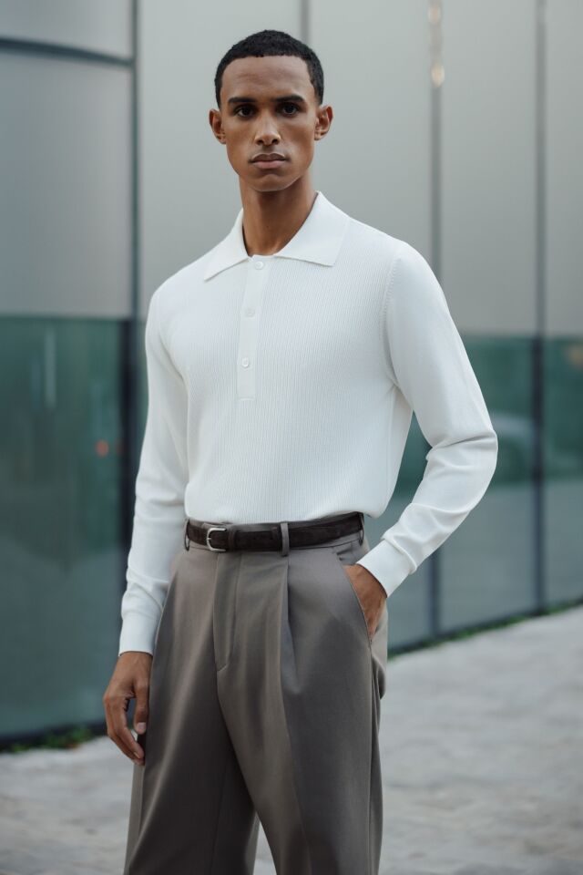 Doppıo Polo Yaka Triko Ekru - XL