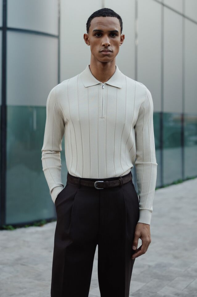 Lungo Polo Yaka Triko Bej - M