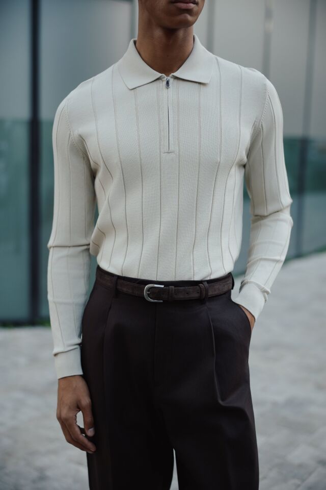 Lungo Polo Yaka Triko Bej - M