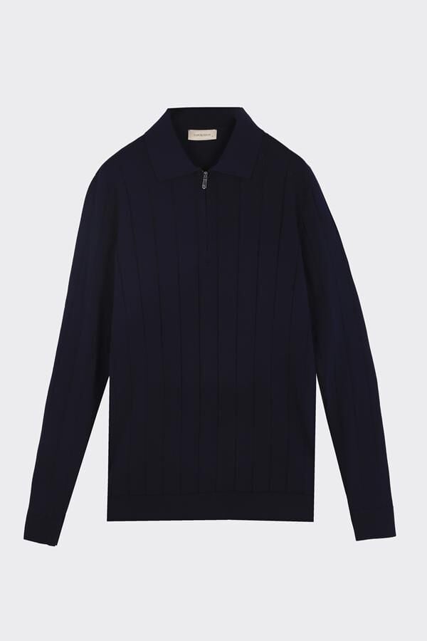 Lungo Polo Yaka Triko Lacivert - XL