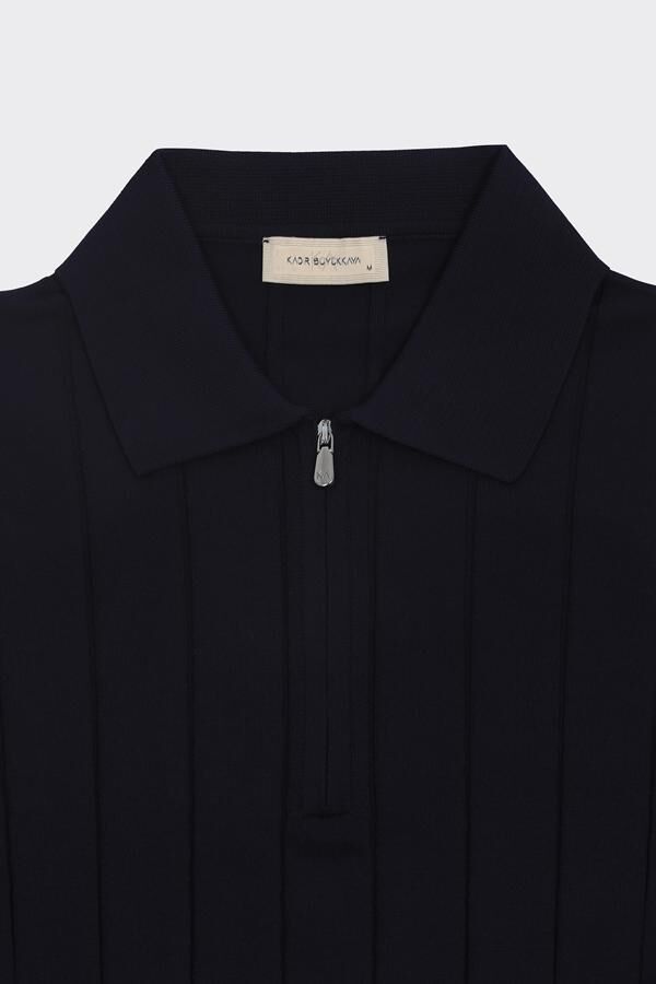 Lungo Polo Yaka Triko Lacivert - XXL