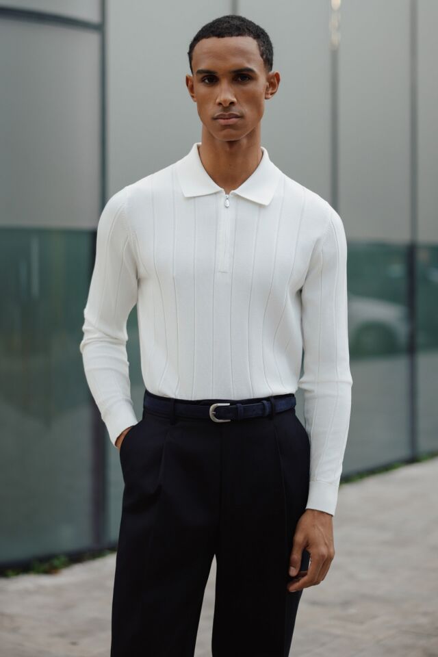 Lungo Polo Yaka Triko Ekru - XL