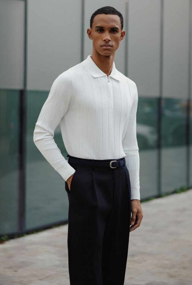 Lungo Polo Yaka Triko Ekru - XL