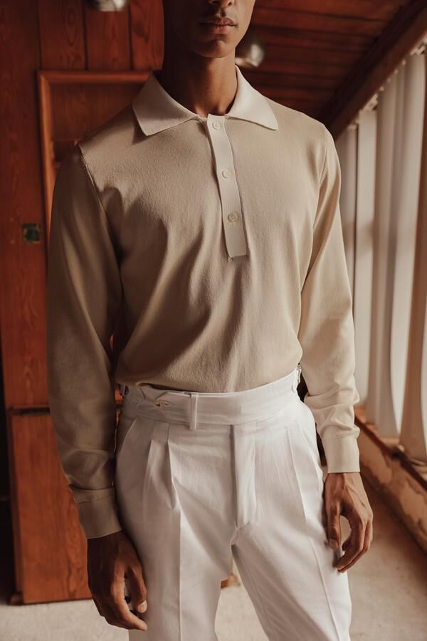 Matcha Polo Yaka Triko Bej - L