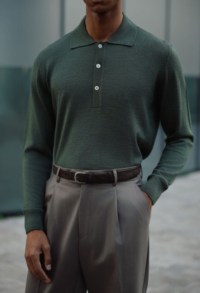 Lora Polo Triko Haki - M