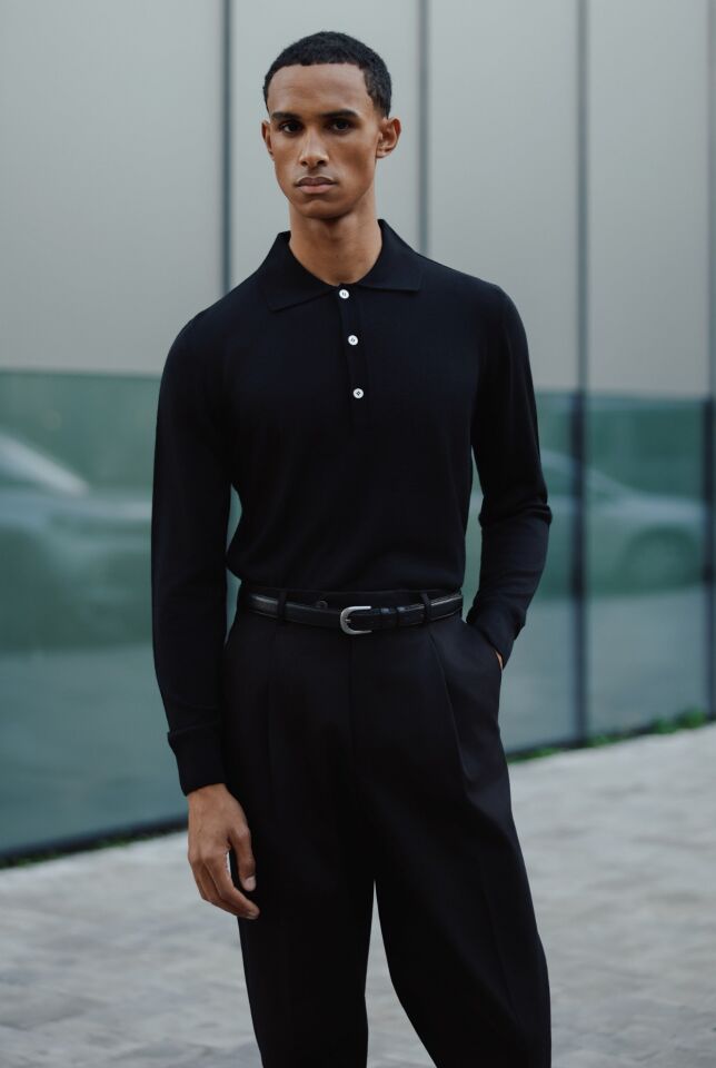 Lora Polo Triko Siyah - M