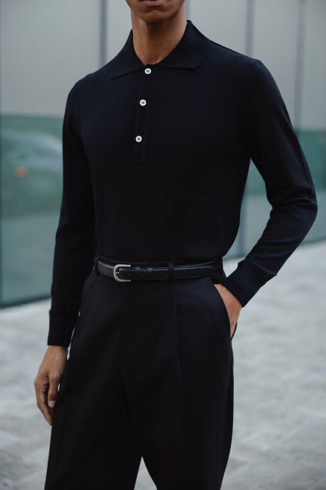 Lora Polo Triko Siyah - M