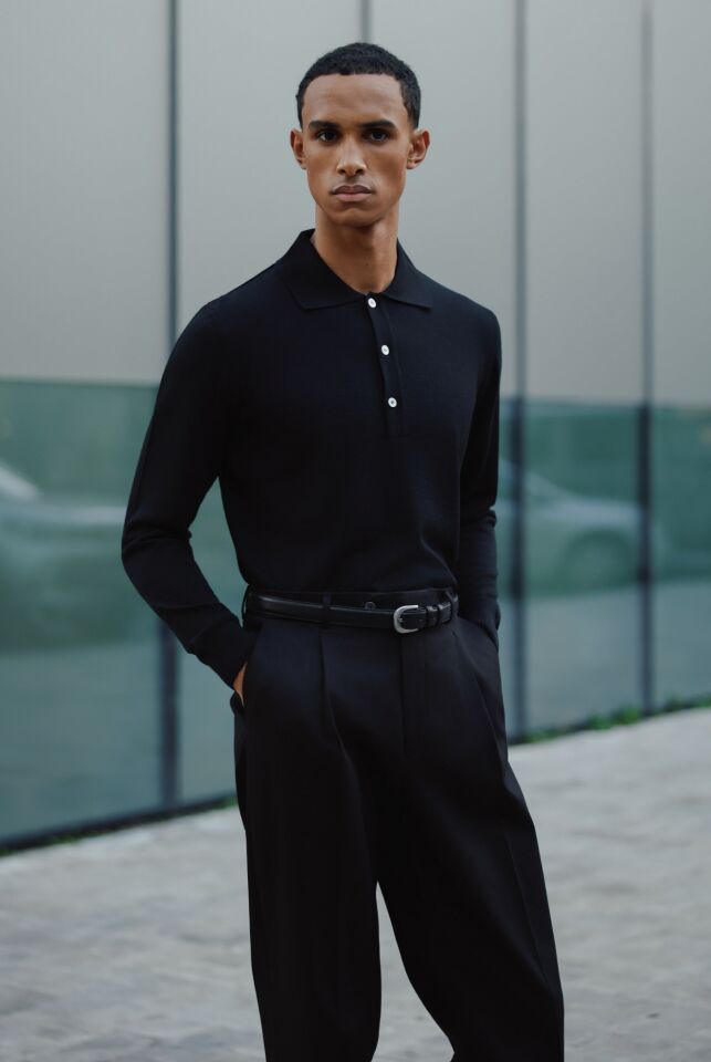 Lora Polo Triko Siyah - M