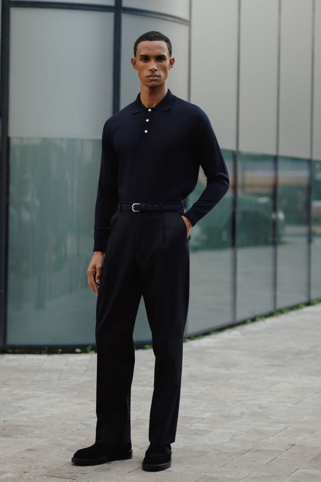 Lora Polo Triko Lacivert - XL