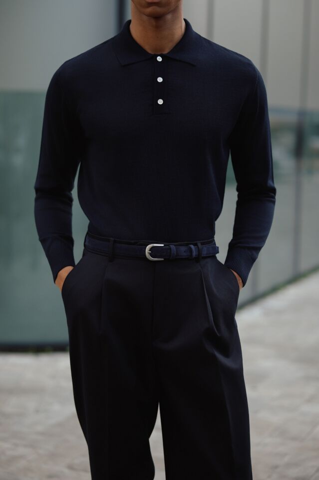 Lora Polo Triko Lacivert - XL