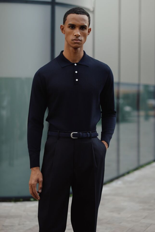 Lora Polo Triko Lacivert - XXL