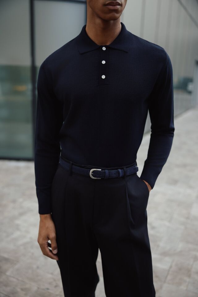 Lora Polo Triko Lacivert - XXL