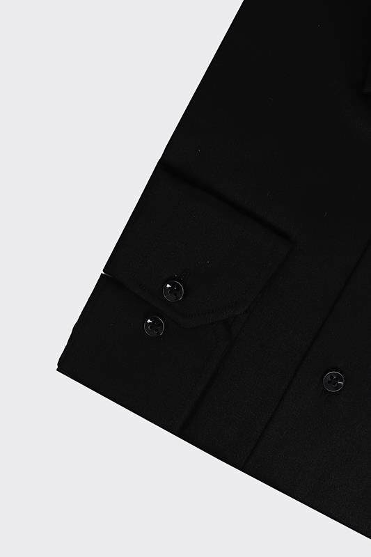 Yaka Düğmeli Gömlek Siyah - 46