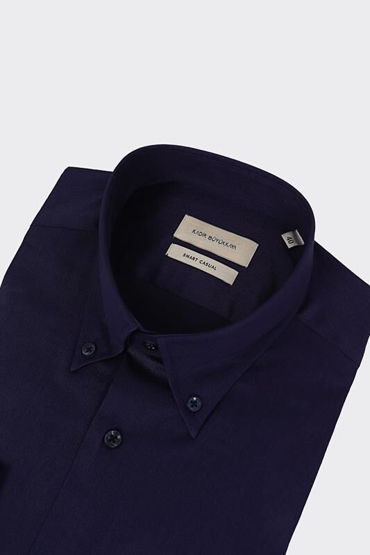 Yaka Düğmeli Gömlek Lacivert - 40