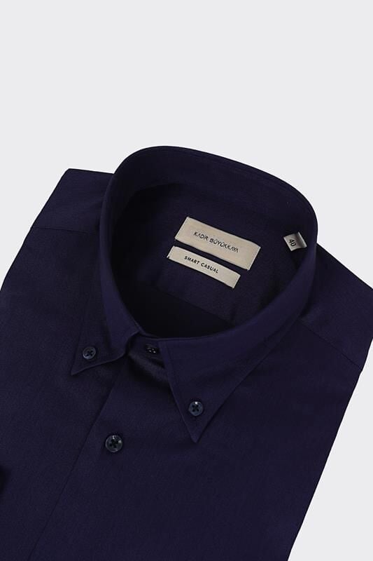 Yaka Düğmeli Gömlek Lacivert - 46