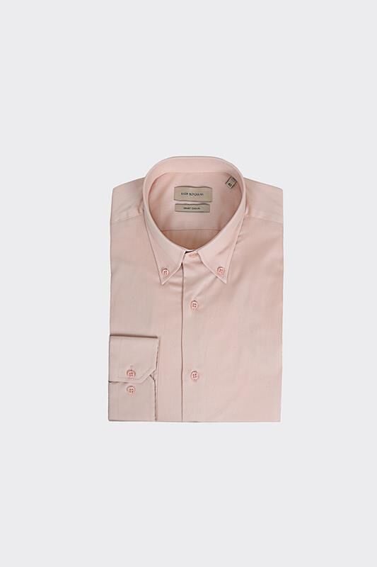 Yaka Düğmeli Gömlek Bej - 44