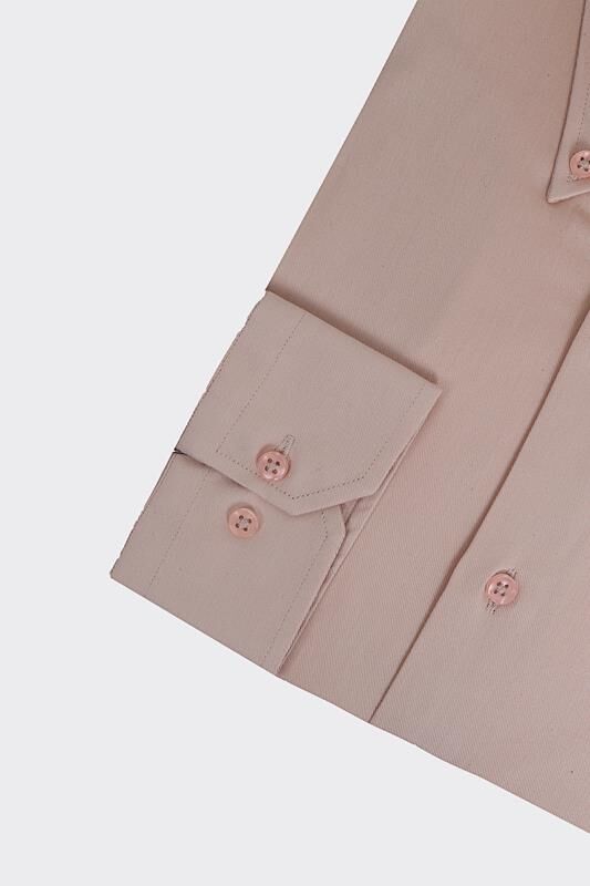 Yaka Düğmeli Gömlek Bej - 46